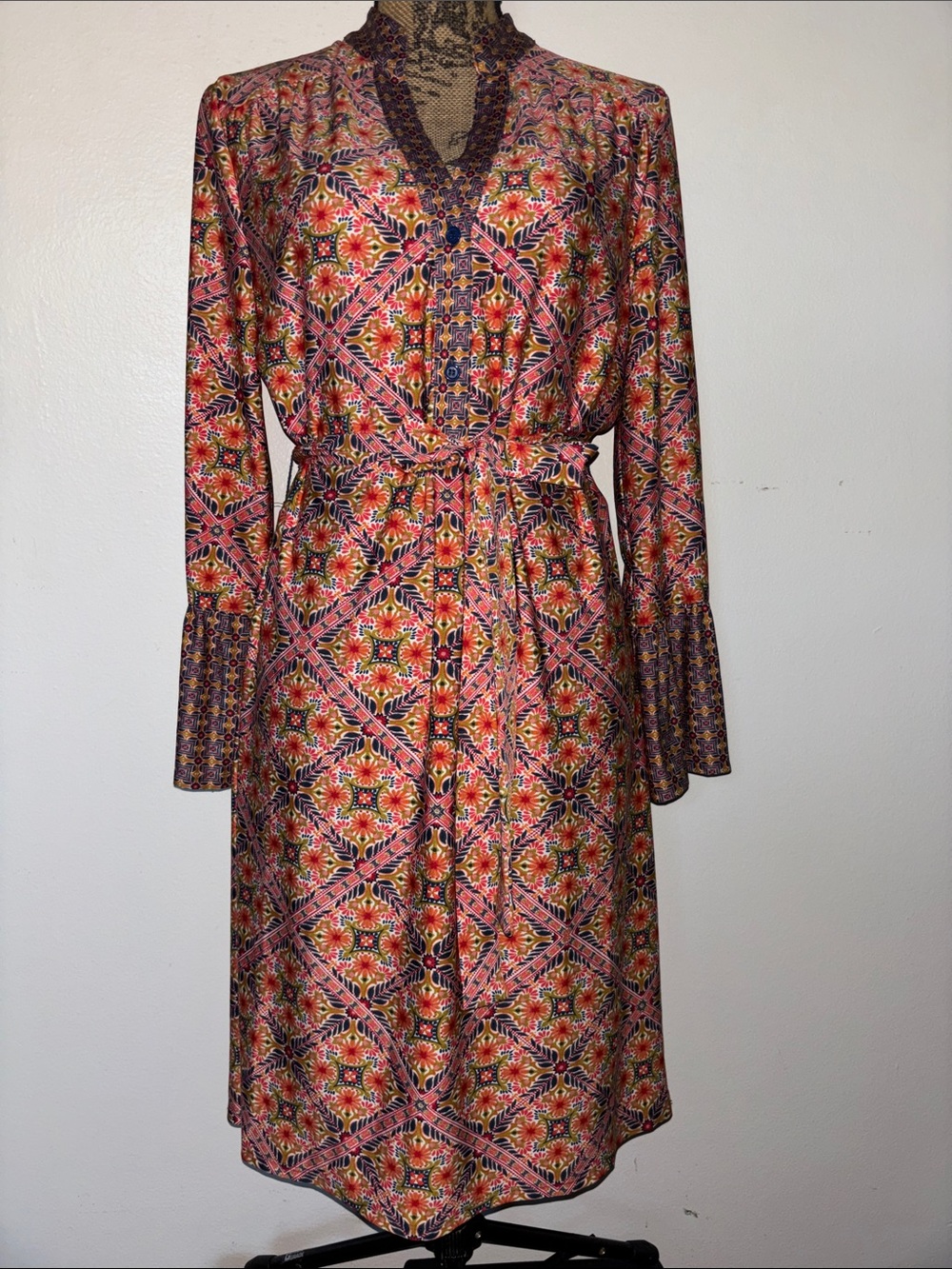 Tacera Sz M Bohemian Floral Wrap Dress in Multicolor